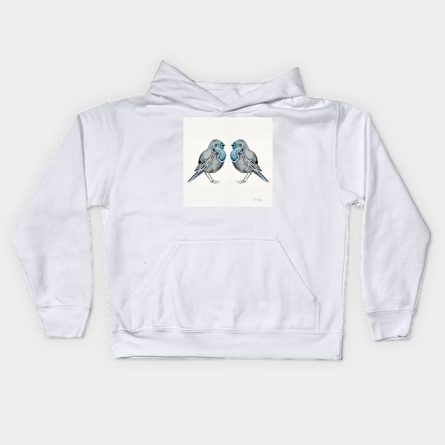 Blue Birds Kids Hoodie by CatCoq